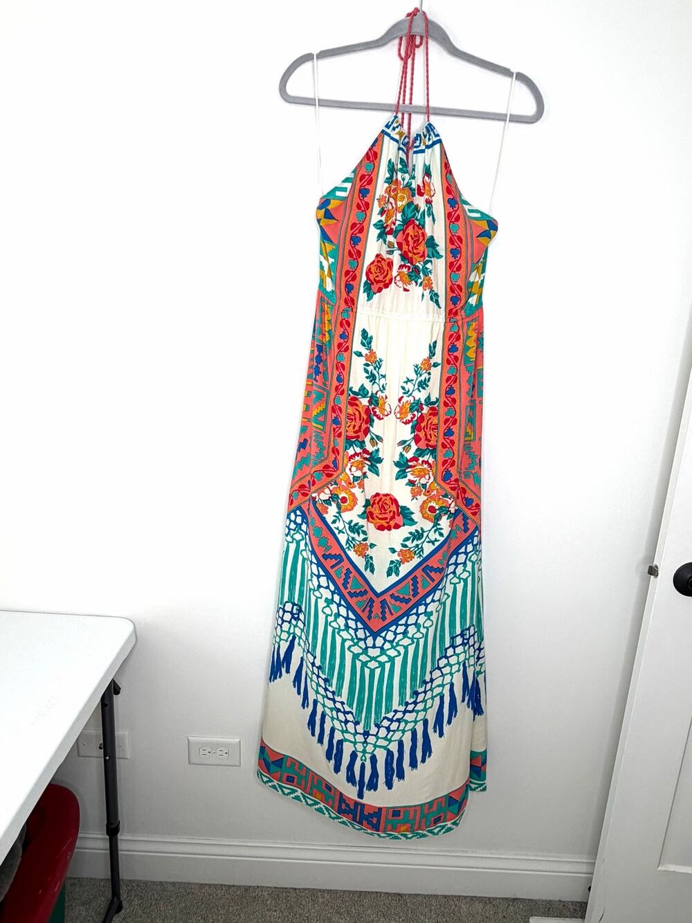 Flying Tomato Halter Maxi Dress Sz S Beach Resort Boho Colorful Garden Floral